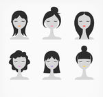 闭眼女子头像矢量素材