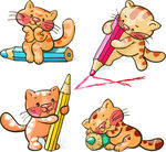 可爱猫咪与铅笔