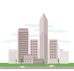 公路边的建筑群矢量素材