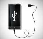 黑色MP3播放器和数据线矢量图