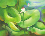 油画荷花