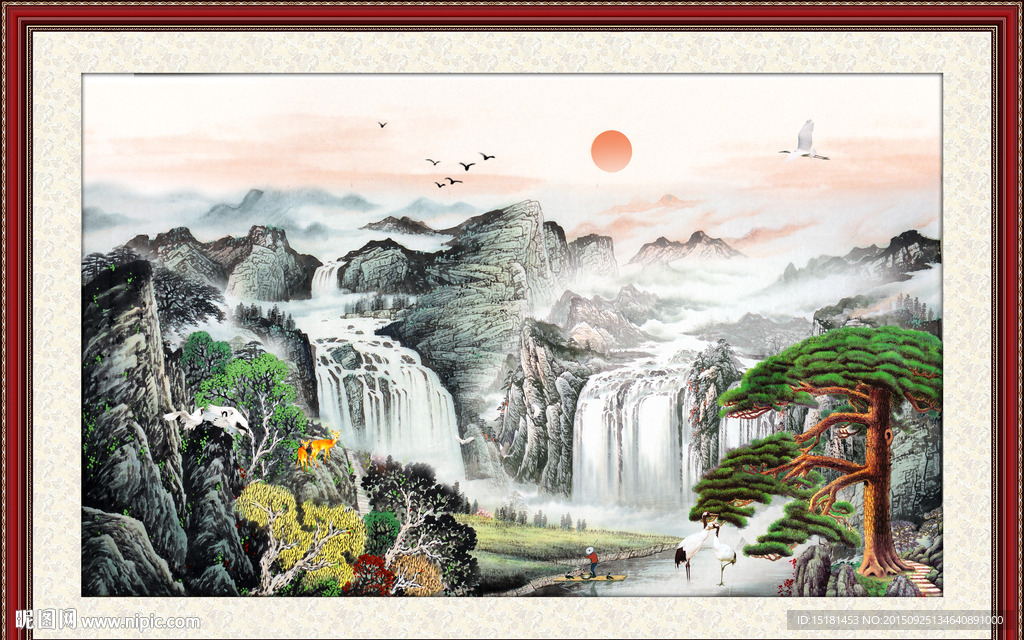 迎客松国画
