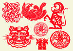 矢量福字喜字猴凤凰