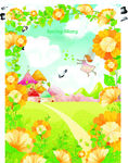 卡通春季花卉插画矢量素材