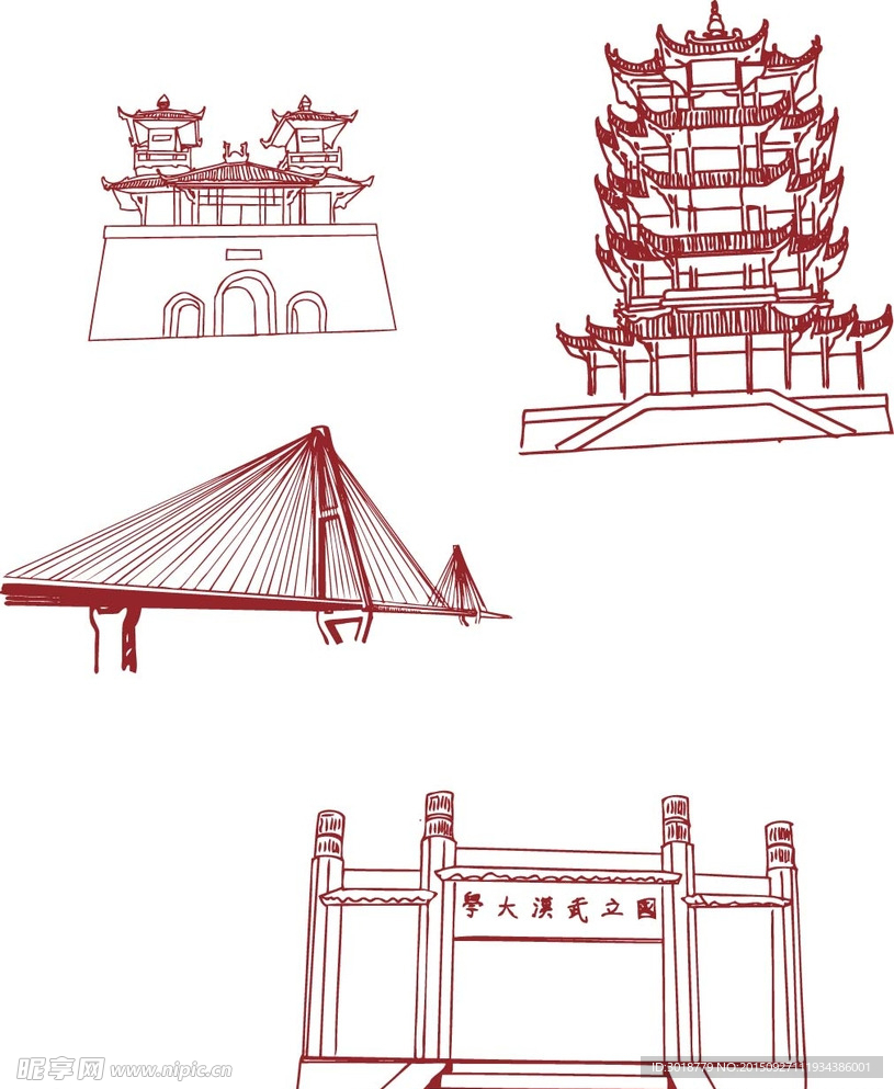 手绘名胜景区