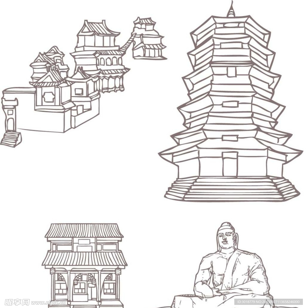 手绘名胜景区