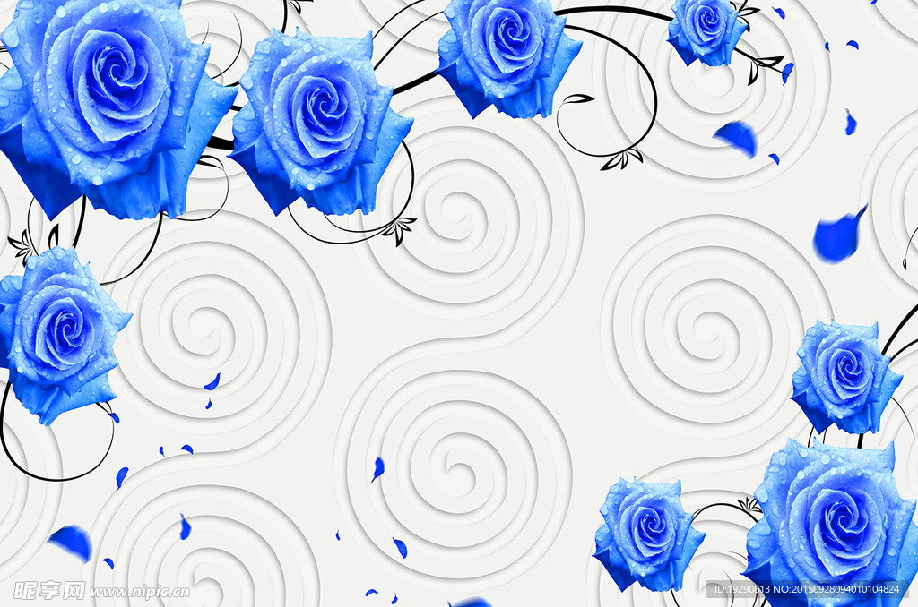 3D蓝玫瑰