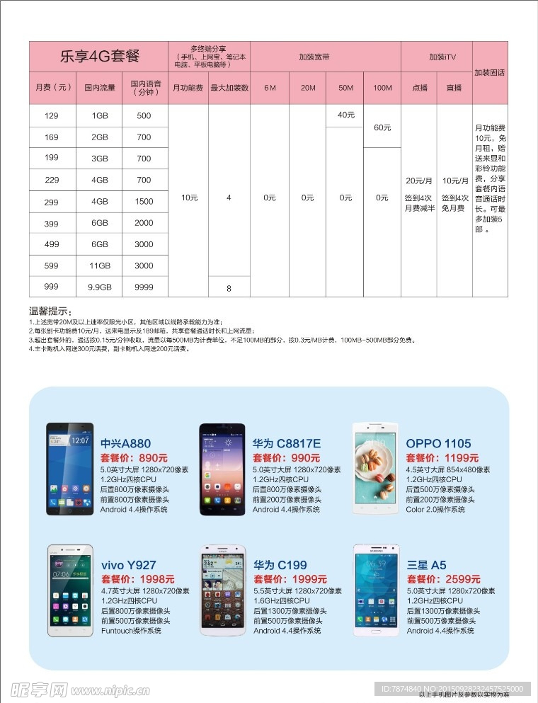 中国电信单面宣传单背面