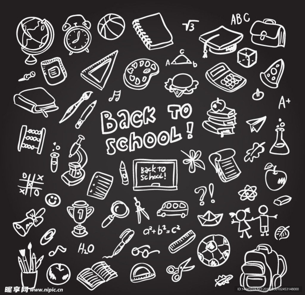 手绘学校涂鸦图案