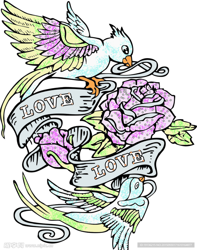 LOVE鸟插画