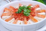 鲜虾蒸豆腐