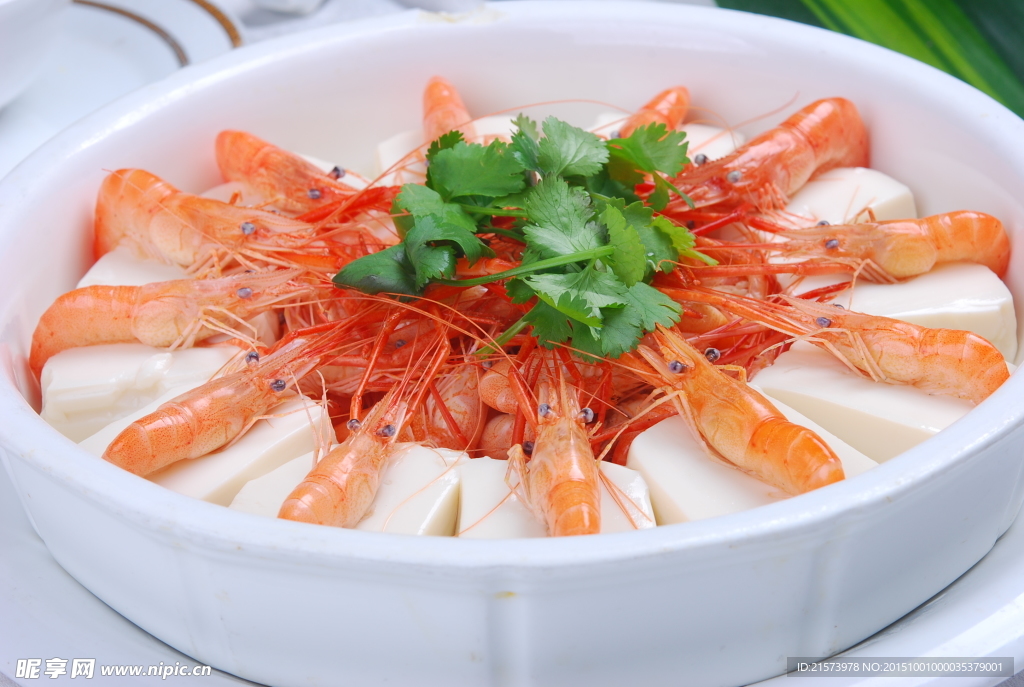 鲜虾蒸豆腐