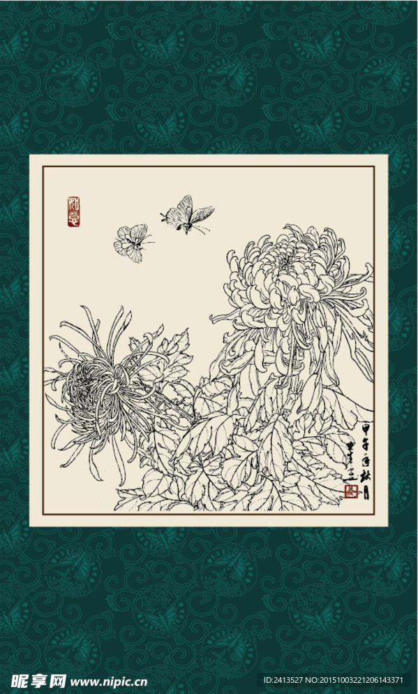 白描菊花
