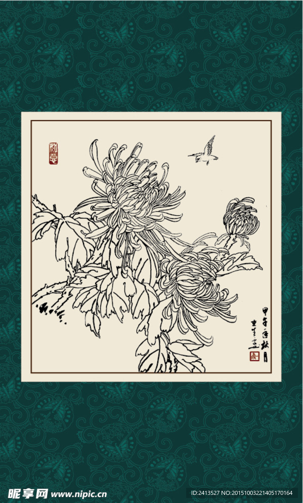 白描菊花