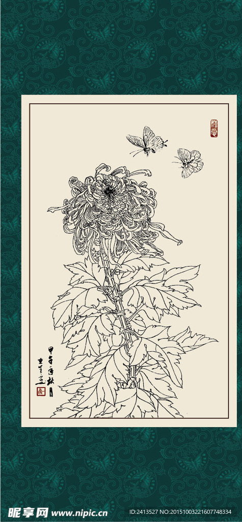 白描菊花