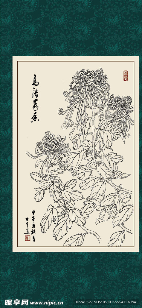 白描菊花