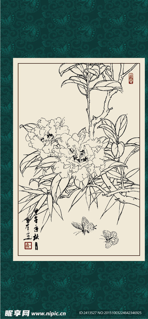 白描茶花