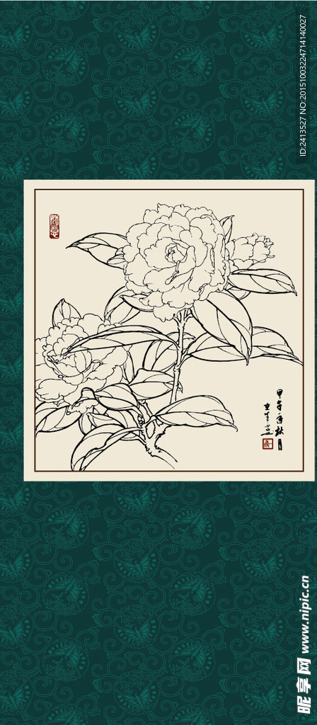 白描茶花