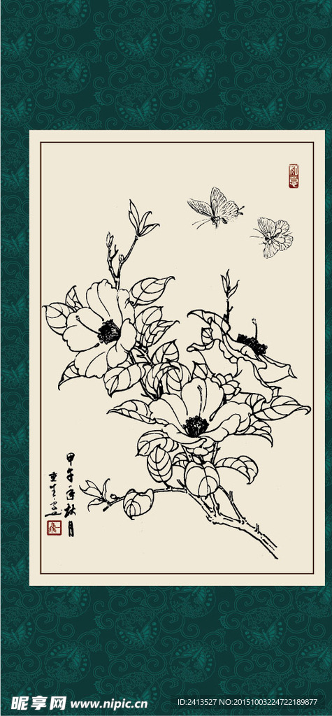 白描茶花