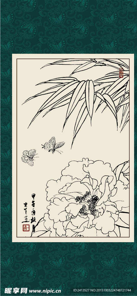 白描茶花