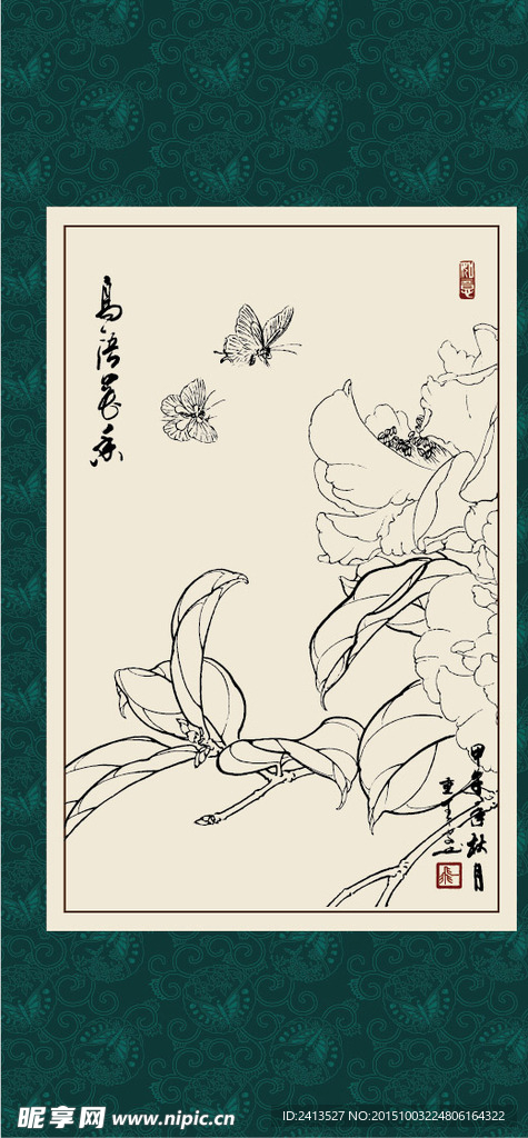 白描茶花