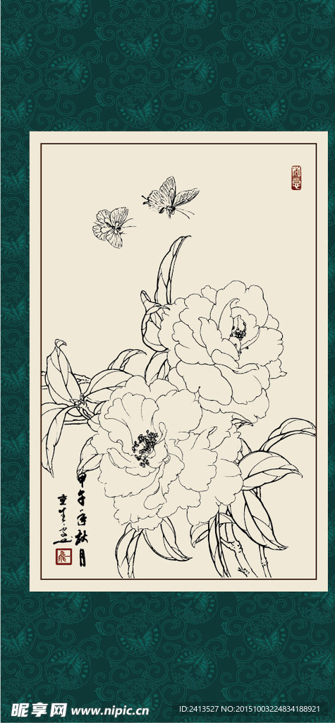 白描茶花