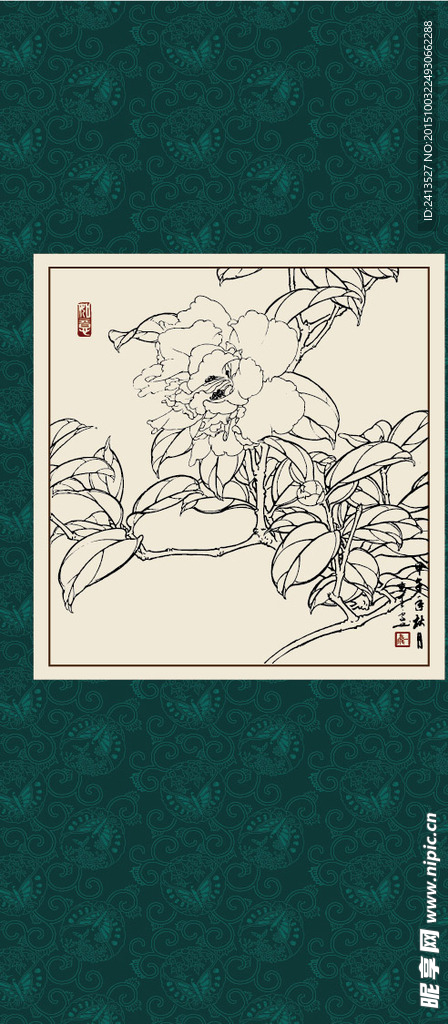 白描茶花