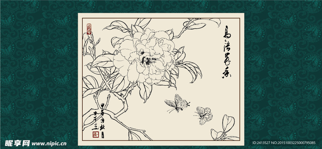 白描茶花