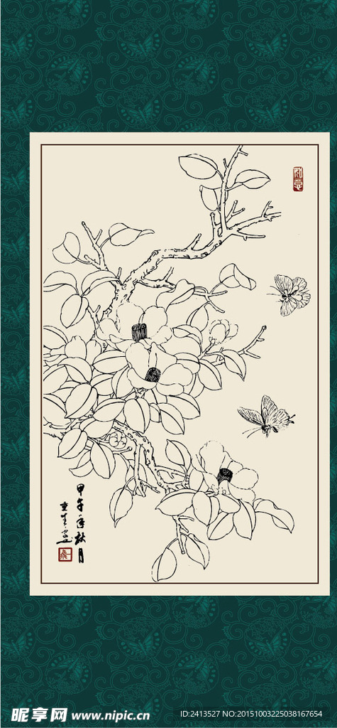 白描茶花