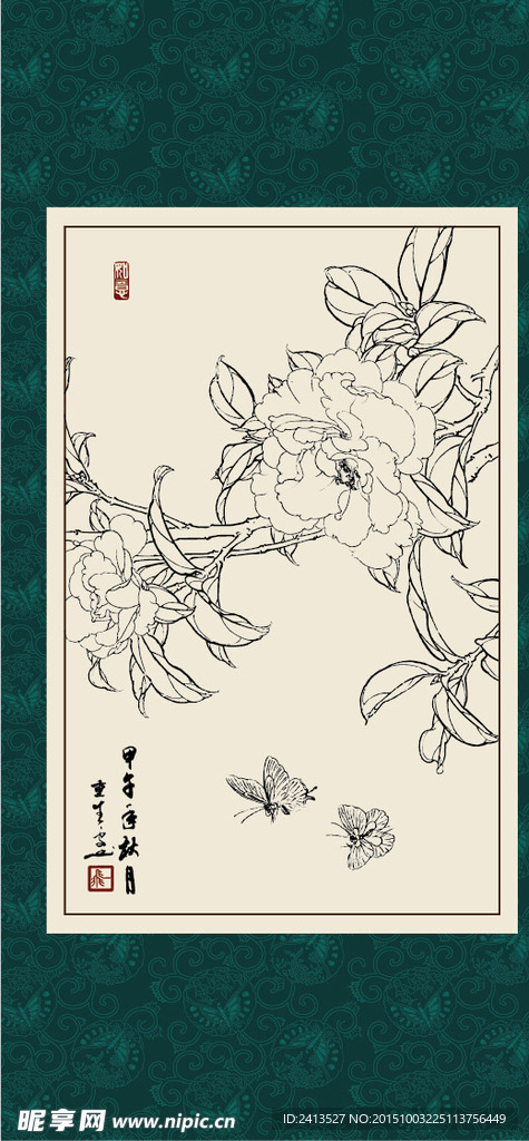 白描茶花