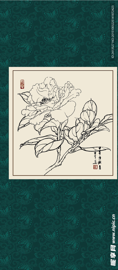 白描茶花