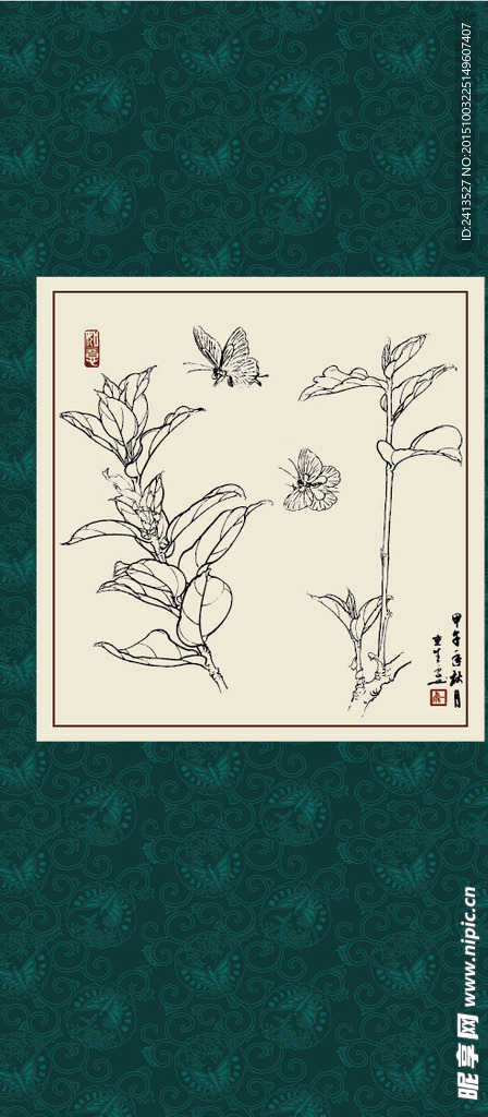 白描茶花