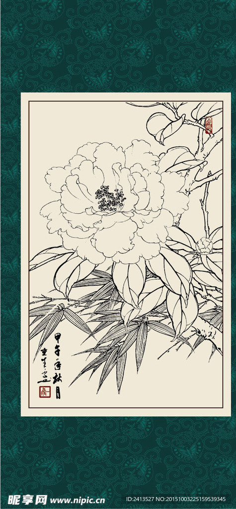 白描茶花