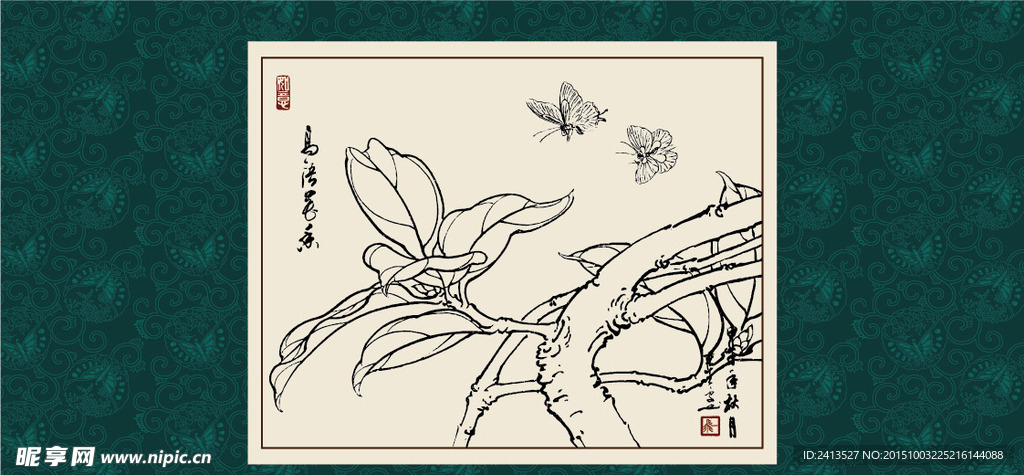 白描茶花