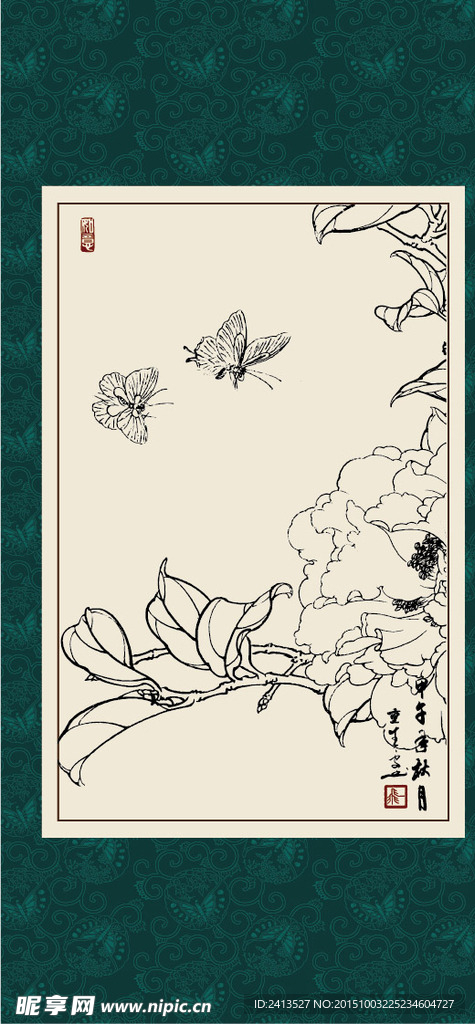 白描茶花