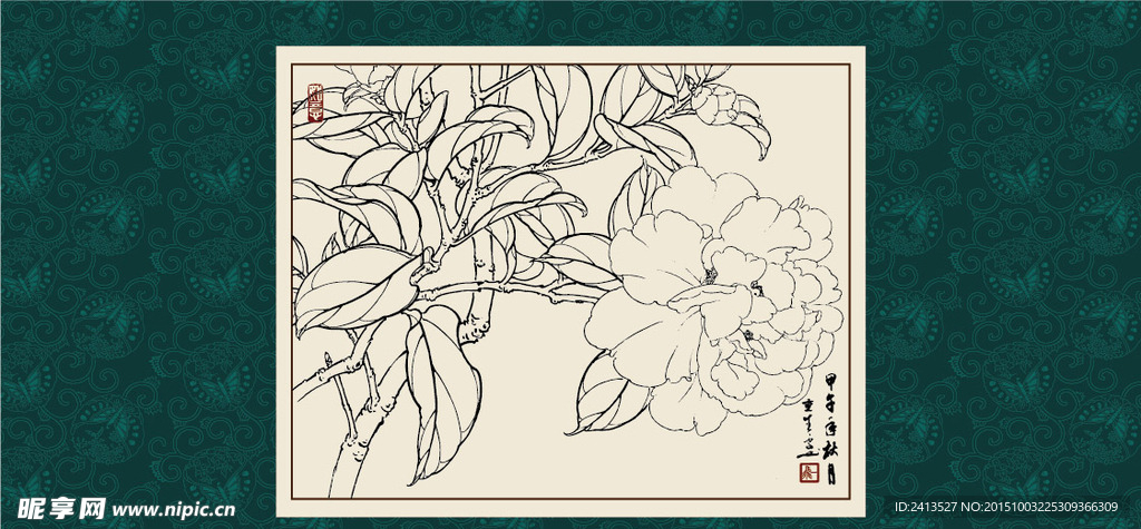 白描茶花