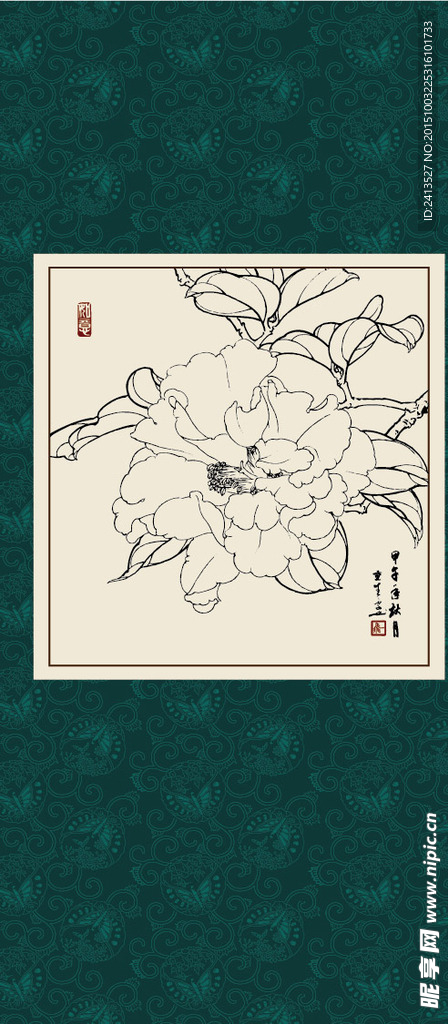 白描茶花