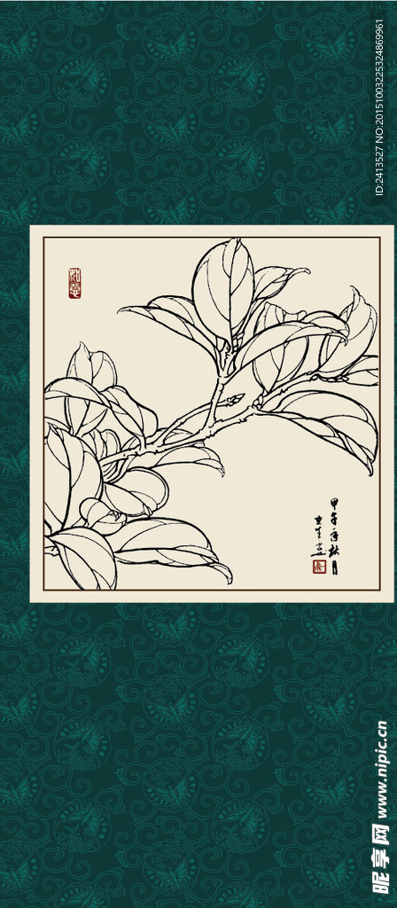 白描茶花