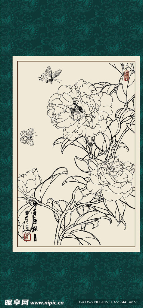 白描茶花