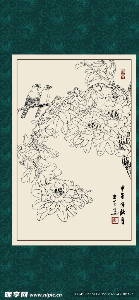 白描茶花