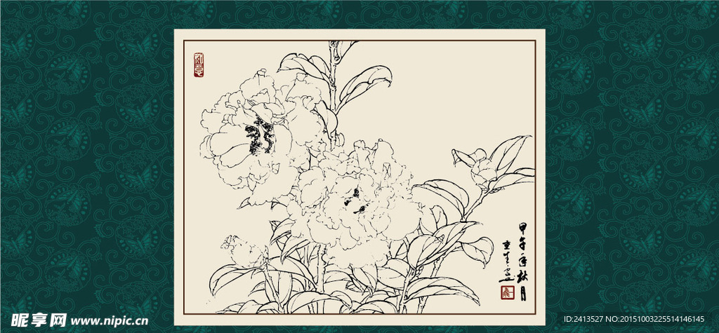 白描茶花