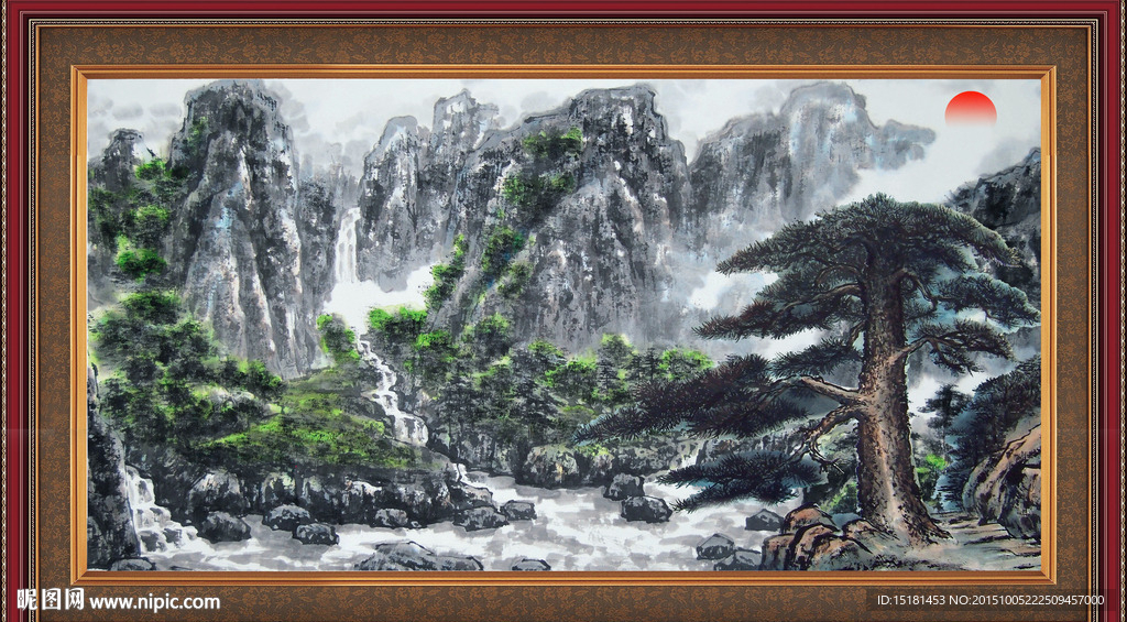 国画迎客松
