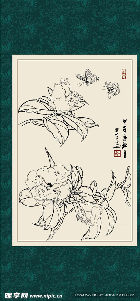 白描茶花