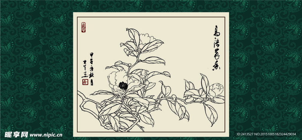 白描茶花