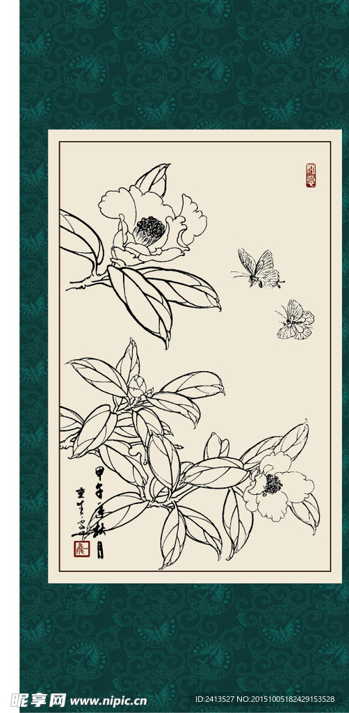 白描茶花