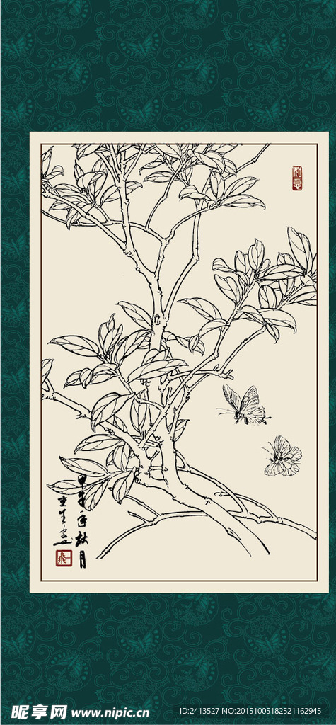 白描茶花