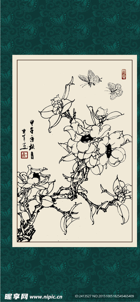 白描茶花