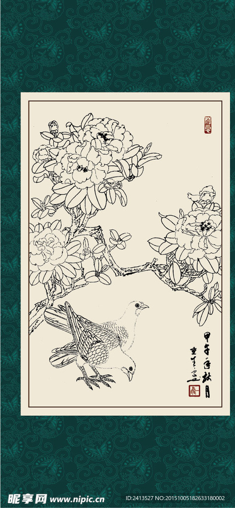 白描茶花