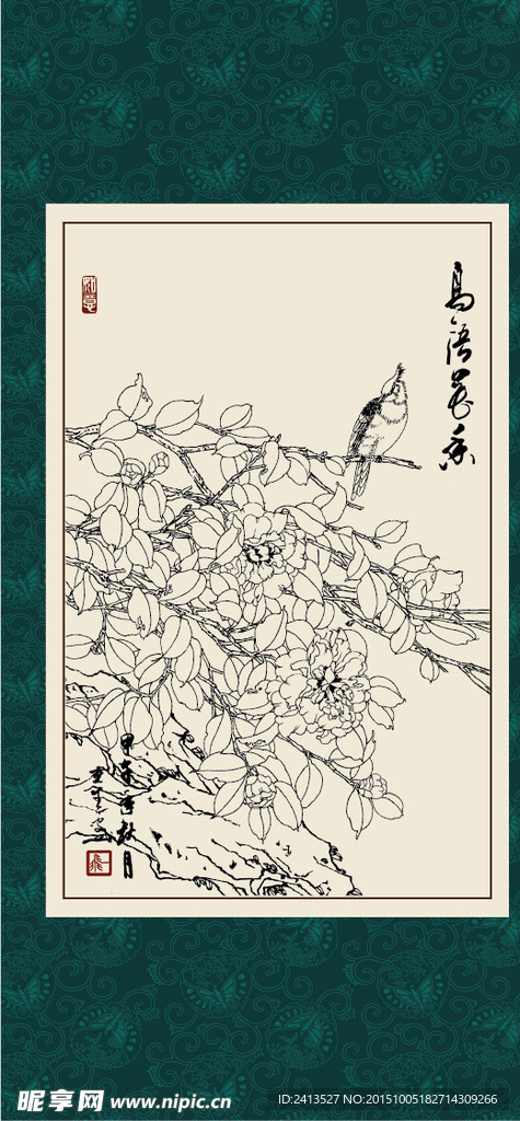 白描茶花