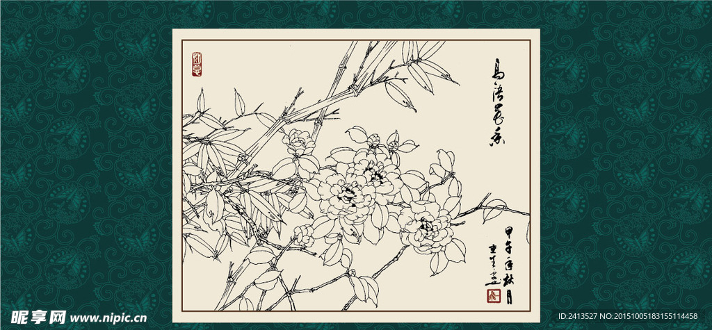 白描茶花